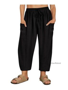 Plus Size Palazzo Harem Pants Drawstring Ankle Wide Leg with Pockets